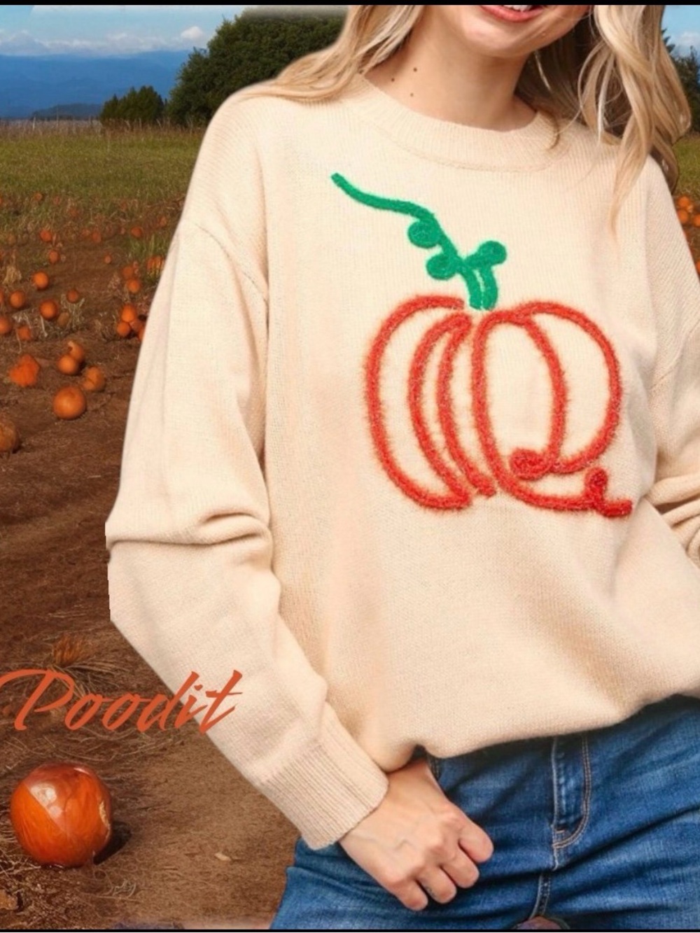 HAPTICS fall vibes shimmer tubing pumpkin plus size sweater 2X 3X - Picture 2 of 5